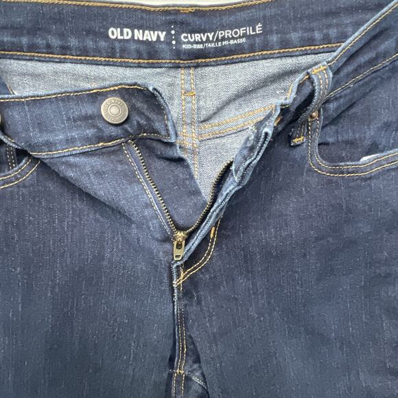 Old Navy Women Jean Mid Rise Curvy Denim Dark Blue 6 Short Pockets Stretch Basic - Picture 3 of 10